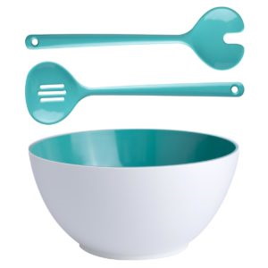 INSALATIERA IN MELAMINA CON POSATE SUMMER – ACQUA 